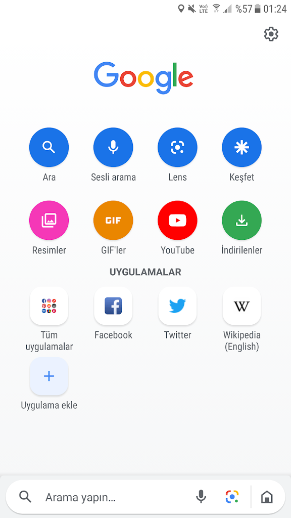 Google Go sub menus