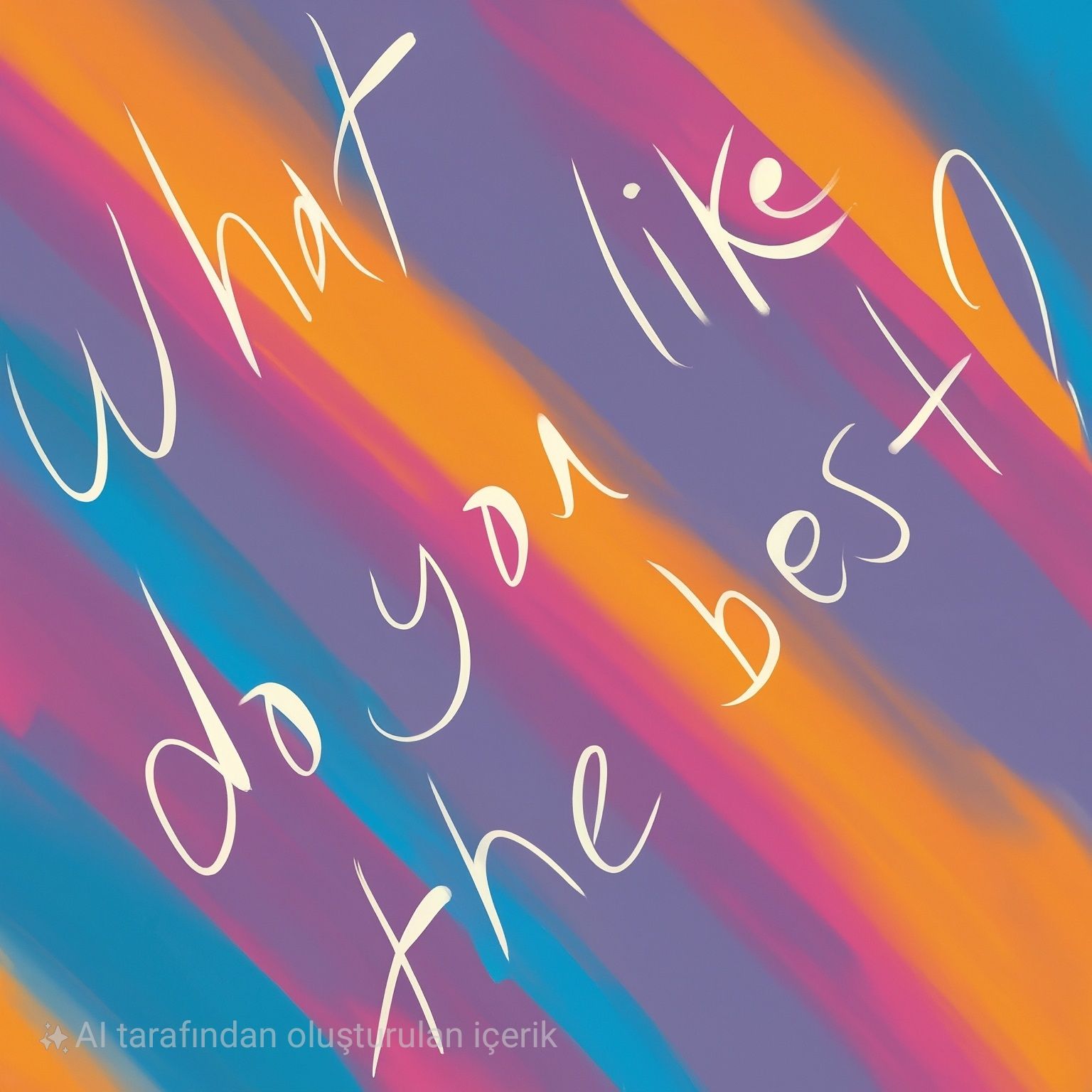 A colorful abstract background with the text 'What do you like the best?' in artistic white lettering.